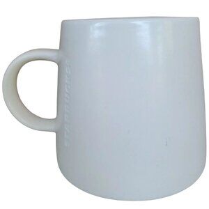 Starbucks Coffee Mug 2014 White Barrel Shape Etched Vertical Logo 16 oz.